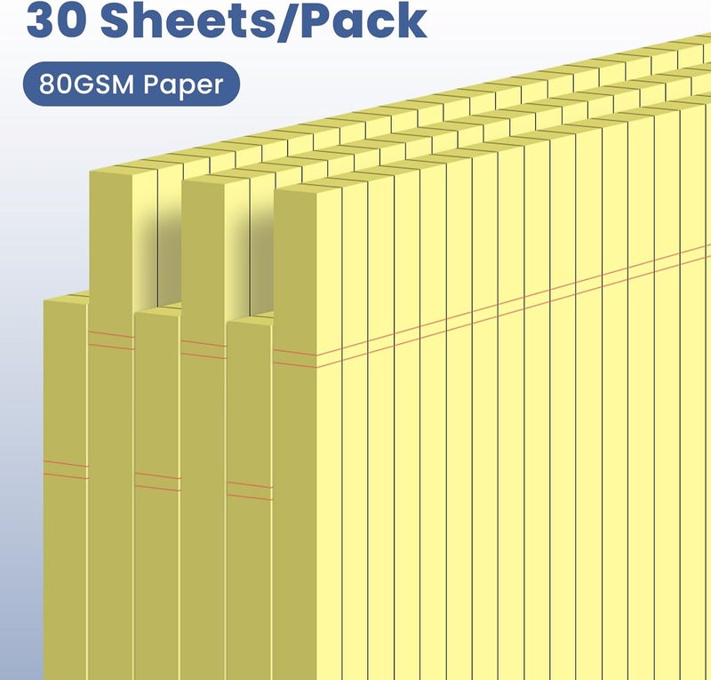 Ciphyfee 6pcs Small Note Pads, Yellow Notepads 5x8 College Ruled Notebook, Writing Pads 5 x 8, Legal Pads, Memo Pad Paper Perforate Narrow Ruled Notebooks for Work, School, Office,30 Sheets/Pack - Image 3